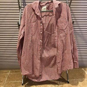 Red & Blue plaid causal button down shirt